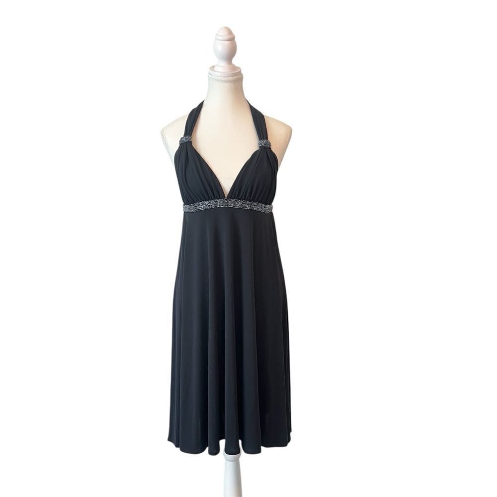 Express Halter Beaded Black Mini Dress Size Small Y2K 90s